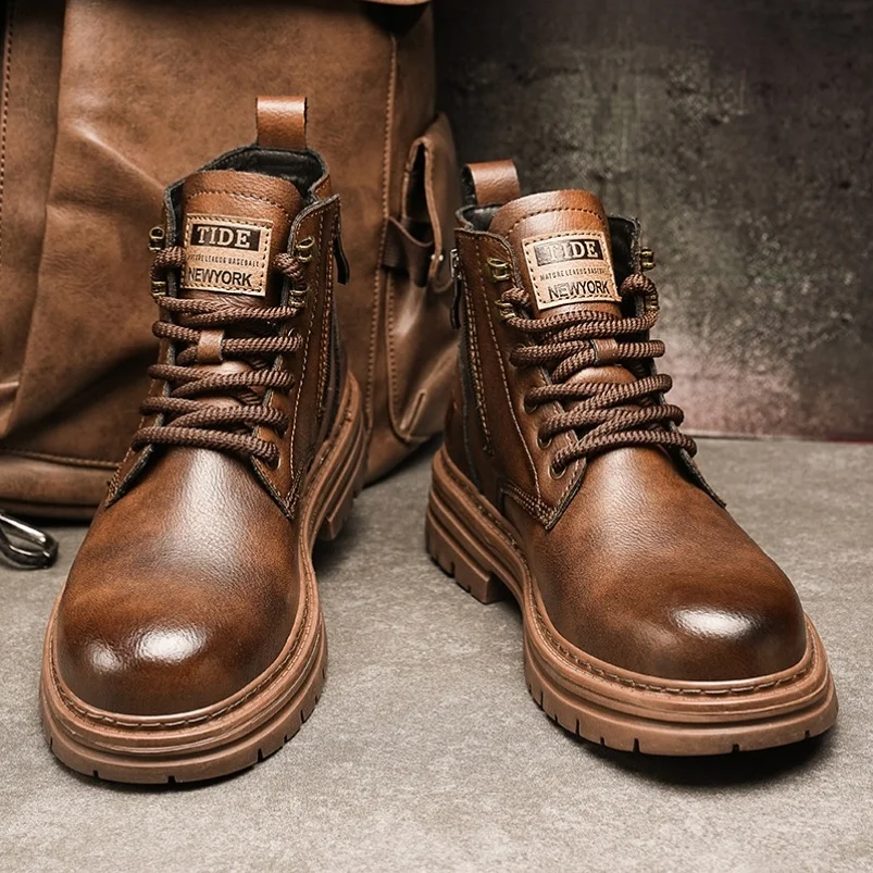 Trendy High-Tube Boots Men's Waterproof Casual British Style Autumn Winter Warm round Toe Color Workwear Boots
Trendy High-Tube Boots Men's Waterproof Casual British Style Autumn Winter Warm round Toe Color Workwear Boots