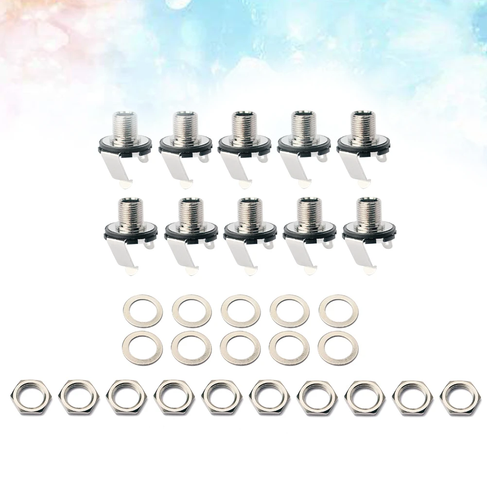 10 PCS 1/4 Inch 6.35mm Mono Jack Socket Connector Guitar Jack Plug Socket Female Panel Mount with Nuts and Washers For Acoustic 
10 PCS 1/4 Inch 6.35mm Mono Jack Socket Connector Guitar Jack Plug Socket Female Panel Mount with Nuts and Washers For Acoustic