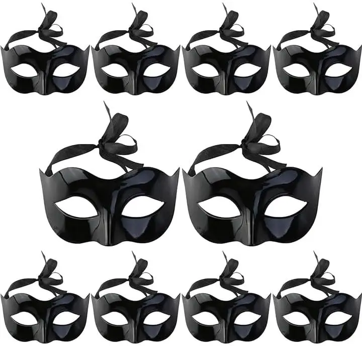 10pcs Venetian Masquerade Half Face Mask, Black Costume Mask for Mardi Gras Halloween Party, 6.5x3.9 inch
10pcs Venetian Masquerade Half Face Mask, Black Costume Mask for Mardi Gras Halloween Party, 6.5x3.9 inch