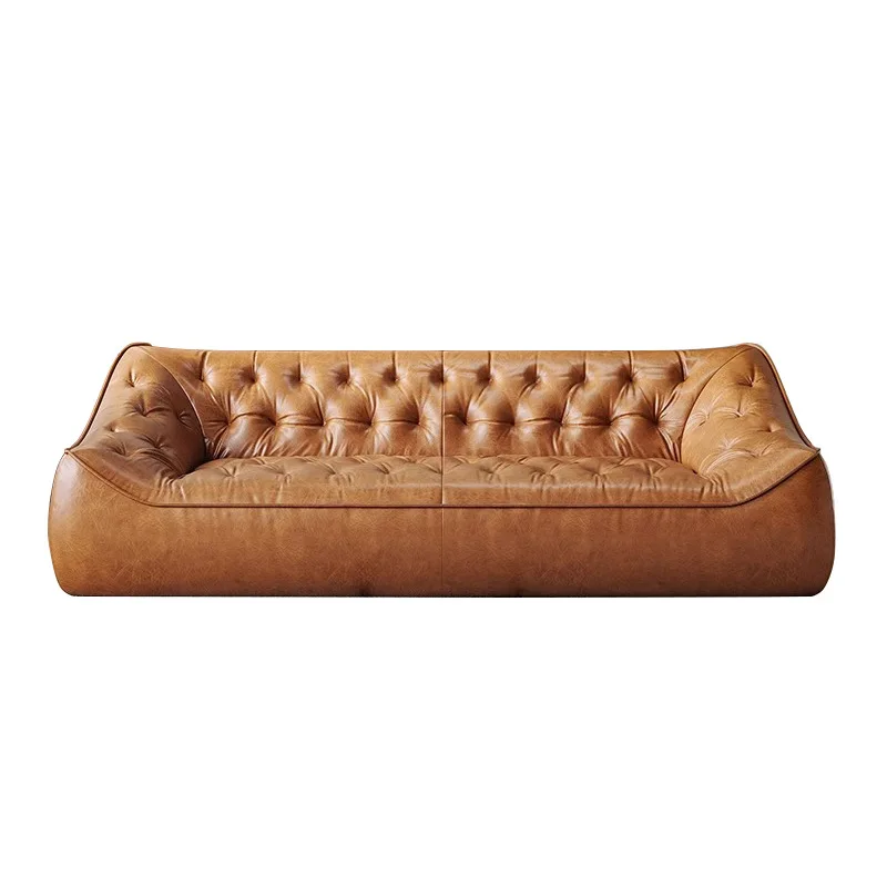 Luxury leather sofa retro oil wax veneer set living room three seats
Luxury leather sofa retro oil wax veneer set living room three seats