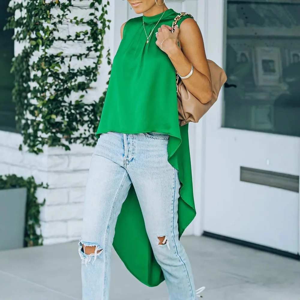 Spring And Summer New Irregular Front Short Back Long Fashionable Sleeveless Shirt 8526
Spring And Summer New Irregular Front Short Back Long Fashionable Sleeveless Shirt 8526