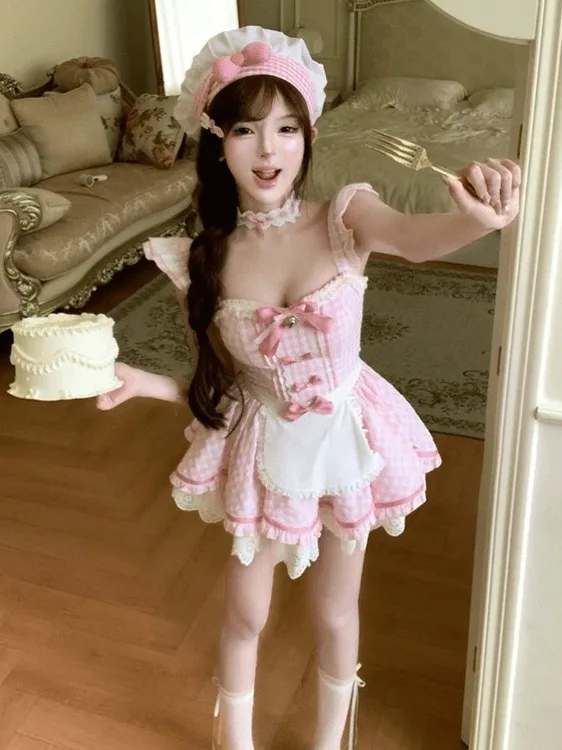 Sweet Style Plaid Maid Dress for Plump Women Pink Checkered Skirt Slimming Effect Spring Season Women's Clothing
Sweet Style Plaid Maid Dress for Plump Women Pink Checkered Skirt Slimming Effect Spring Season Women's Clothing