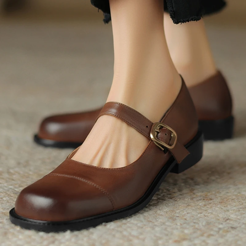 Genuine Leather Women's Low Heels Loafers Pumps Mary Jane Shoes Spring Casual Walking Work Shoes Black Brown Big Size 48
Genuine Leather Women's Low Heels Loafers Pumps Mary Jane Shoes Spring Casual Walking Work Shoes Black Brown Big Size 48