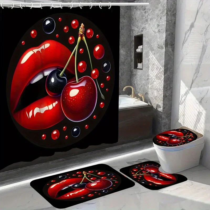 Luxurious Red Lip Shower Curtain Set | Toilet Seat Cover, Bath Mat, Non-Slip Rug, 4-Piece, Polyester, Waterproof
Luxurious Red Lip Shower Curtain Set | Toilet Seat Cover, Bath Mat, Non-Slip Rug, 4-Piece, Polyester, Waterproof