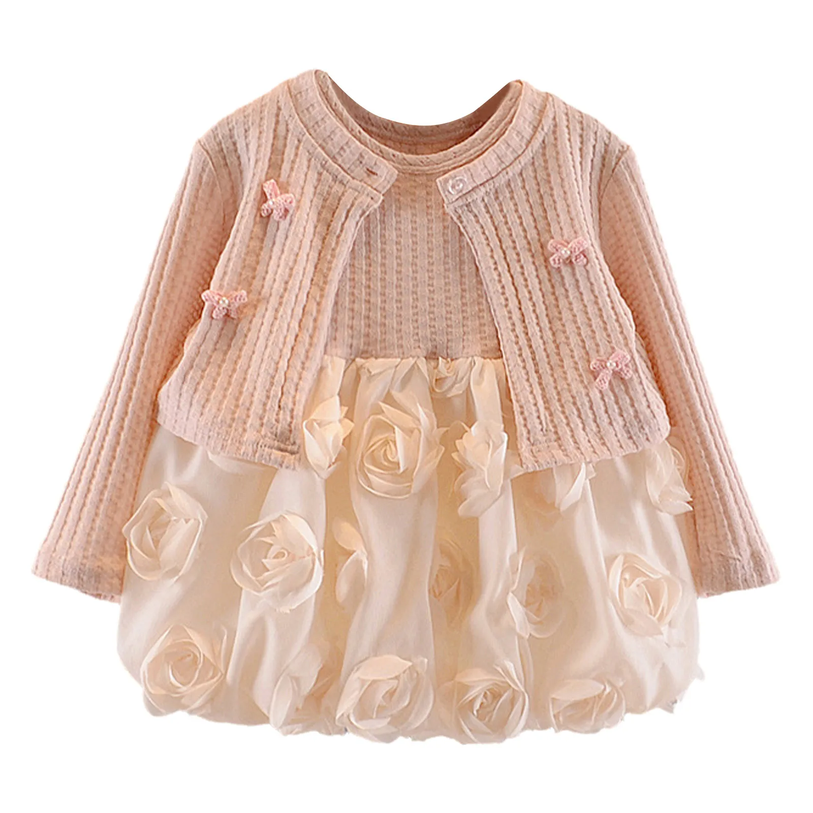Baby Girls Sweet Two Pieces Set Round Collar Sleeveless Floral Patchwork Dress And Long Sleeve Cute Ear Bowknot Infant Outfits
Baby Girls Sweet Two Pieces Set Round Collar Sleeveless Floral Patchwork Dress And Long Sleeve Cute Ear Bowknot Infant Outfits