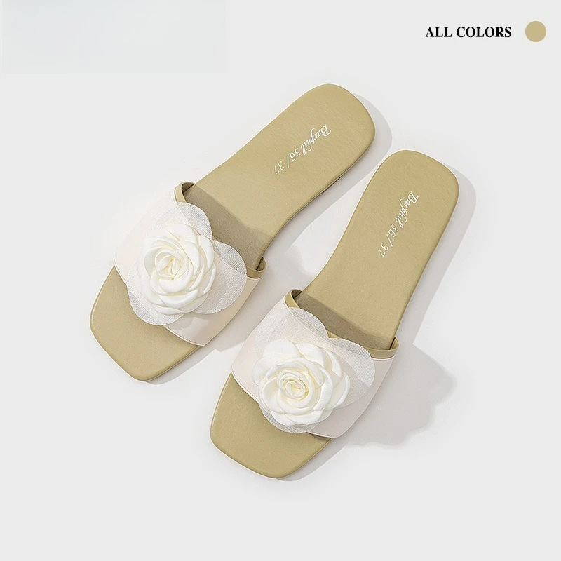 Cool Slippers Women's Summer Wear New French Temperament White Camellia Sandals Flat Bottom One-word Women's Fashion Slippers
Cool Slippers Women's Summer Wear New French Temperament White Camellia Sandals Flat Bottom One-word Women's Fashion Slippers