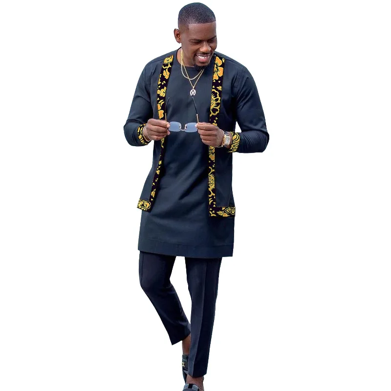 Original Design Fake Two Pieces Shirt Patchwork Tops With Elastic Waist Trousers African Couture Black Set Tailored
Original Design Fake Two Pieces Shirt Patchwork Tops With Elastic Waist Trousers African Couture Black Set Tailored