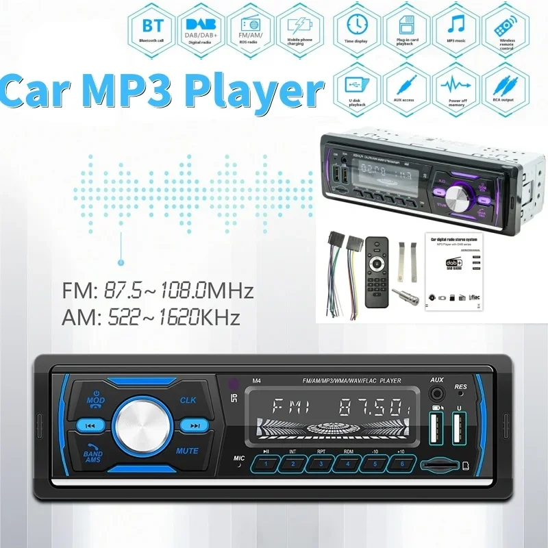 Car MP3 Playe Unit FM AM DAB AUX RDS USB Function Car Radio Bluetooth 1 DIN Remote Control MP3 Player
Car MP3 Playe Unit FM AM DAB AUX RDS USB Function Car Radio Bluetooth 1 DIN Remote Control MP3 Player