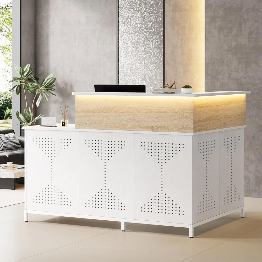L-Shaped Reception Desk with LED Lights, 60 inch Modern Front Desk, Checkout Counter Table for Office, Lobby, Cafe, Beauty Salon
L-Shaped Reception Desk with LED Lights, 60 inch Modern Front Desk, Checkout Counter Table for Office, Lobby, Cafe, Beauty Salon