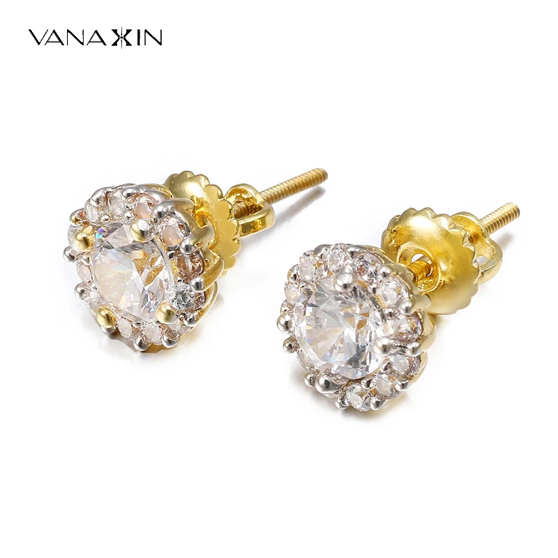 VANAXIN Round Earrings for Women CZ Zircon Brass Material Fashion Jewelry 14k Gold Color Cute New Design
VANAXIN Round Earrings for Women CZ Zircon Brass Material Fashion Jewelry 14k Gold Color Cute New Design