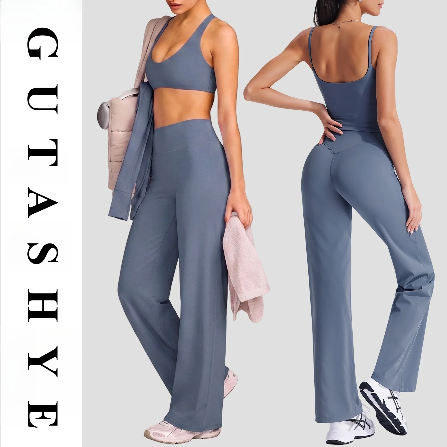 Solid Color Loose Fit Wide Leg Yoga Set, Women Casual Athletic Tracksuit for Gym Training Running Daily Wear
Solid Color Loose Fit Wide Leg Yoga Set, Women Casual Athletic Tracksuit for Gym Training Running Daily Wear