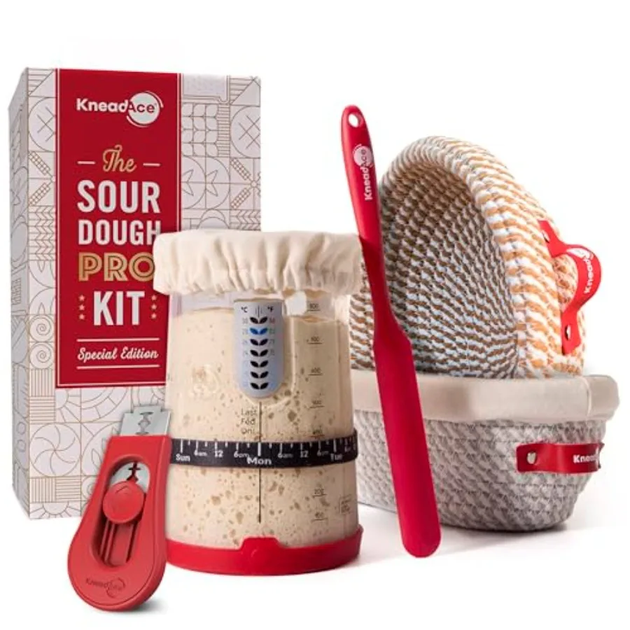 Sourdough Starter Kit with 34oz Glass Jar 2 Cotton Rope Banneton Proofing Baskets Magnetic Bread Lame for Precision Scoring Com
Sourdough Starter Kit with 34oz Glass Jar 2 Cotton Rope Banneton Proofing Baskets Magnetic Bread Lame for Precision Scoring Com