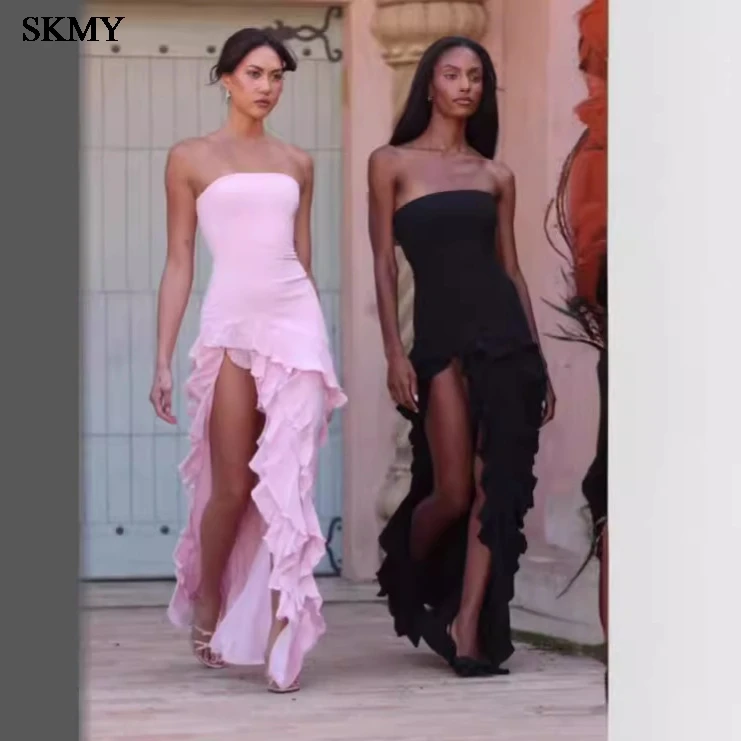 SKMY 2025 Summer New Strapless Black Fungus Edge Solid Color Side Slit Temperament Dress Party Dresses Summer Dress Women
SKMY 2025 Summer New Strapless Black Fungus Edge Solid Color Side Slit Temperament Dress Party Dresses Summer Dress Women