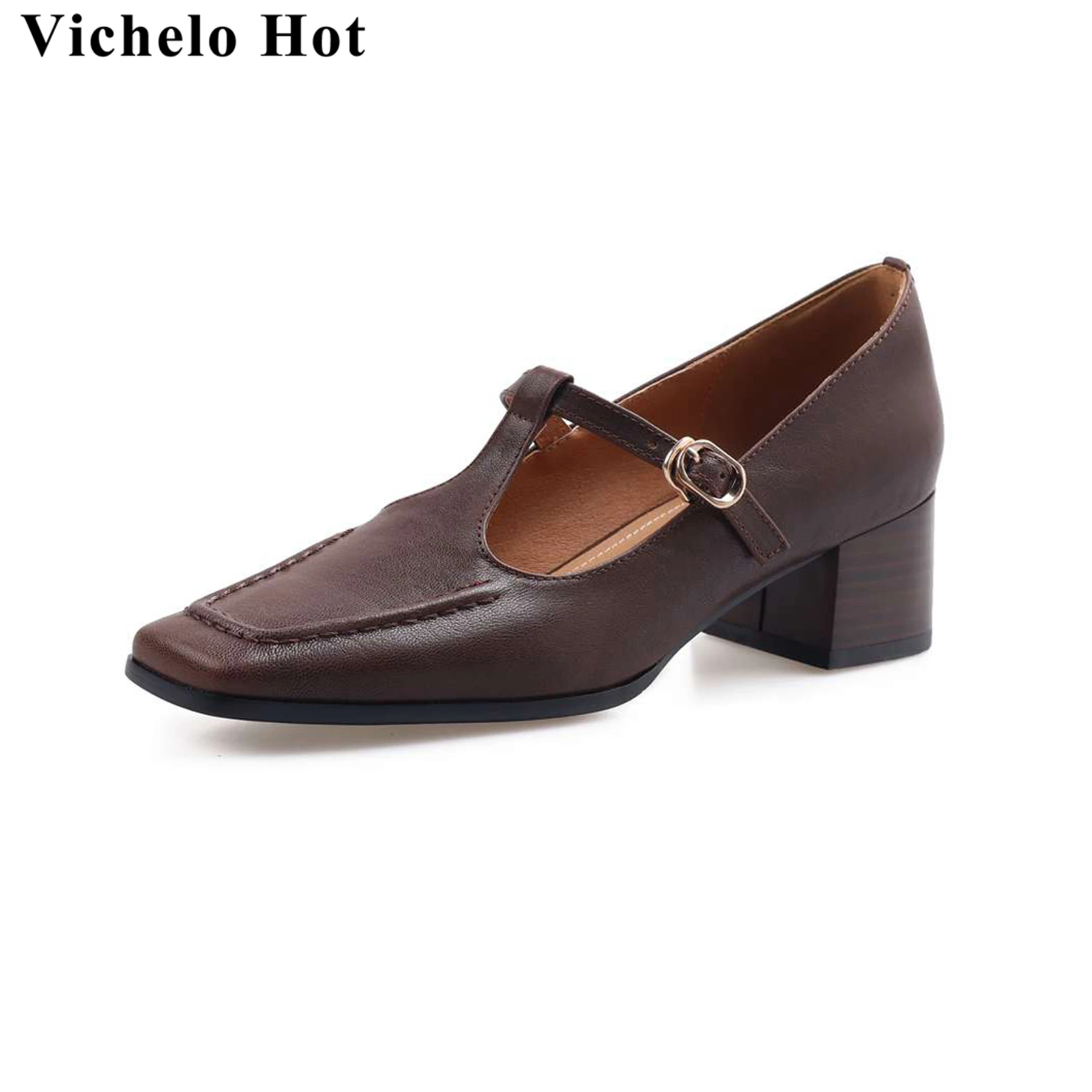 Женские туфли из воловьей кожи Vichelo, с квадратным носком, с ремешком и пряжкой, на массивном каблуке, повседневные Элегантные туфли для отпуска, весна-осень
Женские туфли из воловьей кожи Vichelo, с квадратным носком, с ремешком и пряжкой, на массивном каблуке, повседневные Элегантные туфли для отпуска, весна-осень