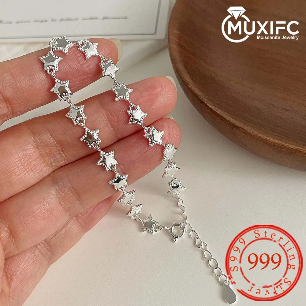MUXIFC Fashion Star 999 Sterling Silver Bracelet for Women Men Hip Hop Shining Couple Bracelets Birthday Gift Fine Jewelry
MUXIFC Fashion Star 999 Sterling Silver Bracelet for Women Men Hip Hop Shining Couple Bracelets Birthday Gift Fine Jewelry