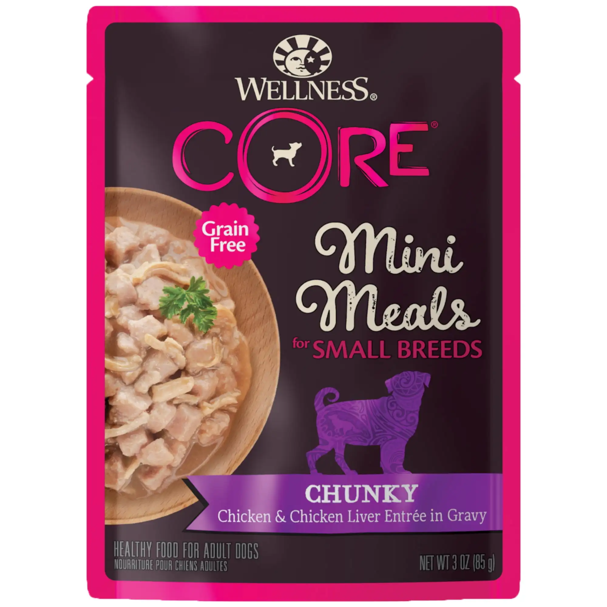 Wellness CORE Natural Grain Free Small Breed Mini Meals Wet Dog Food, Chunky Chicken & Chicken Liver Entrée in Gravy, 3-Ounce P
Wellness CORE Natural Grain Free Small Breed Mini Meals Wet Dog Food, Chunky Chicken & Chicken Liver Entrée in Gravy, 3-Ounce P