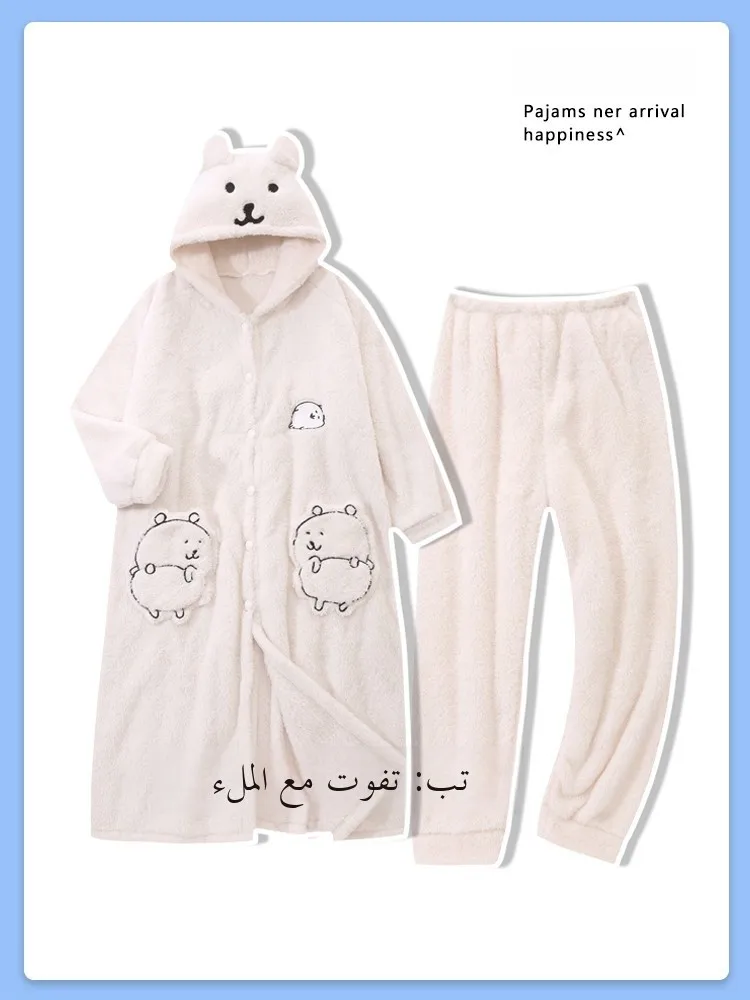 Nagano Self-depreing Bear Coral Fce Lined Thiened Autumn Winter Spwear Set Cute Cartoon Girl Home Clothes Long Sle...
Nagano Self-depreing Bear Coral Fce Lined Thiened Autumn Winter Spwear Set Cute Cartoon Girl Home Clothes Long Sle...