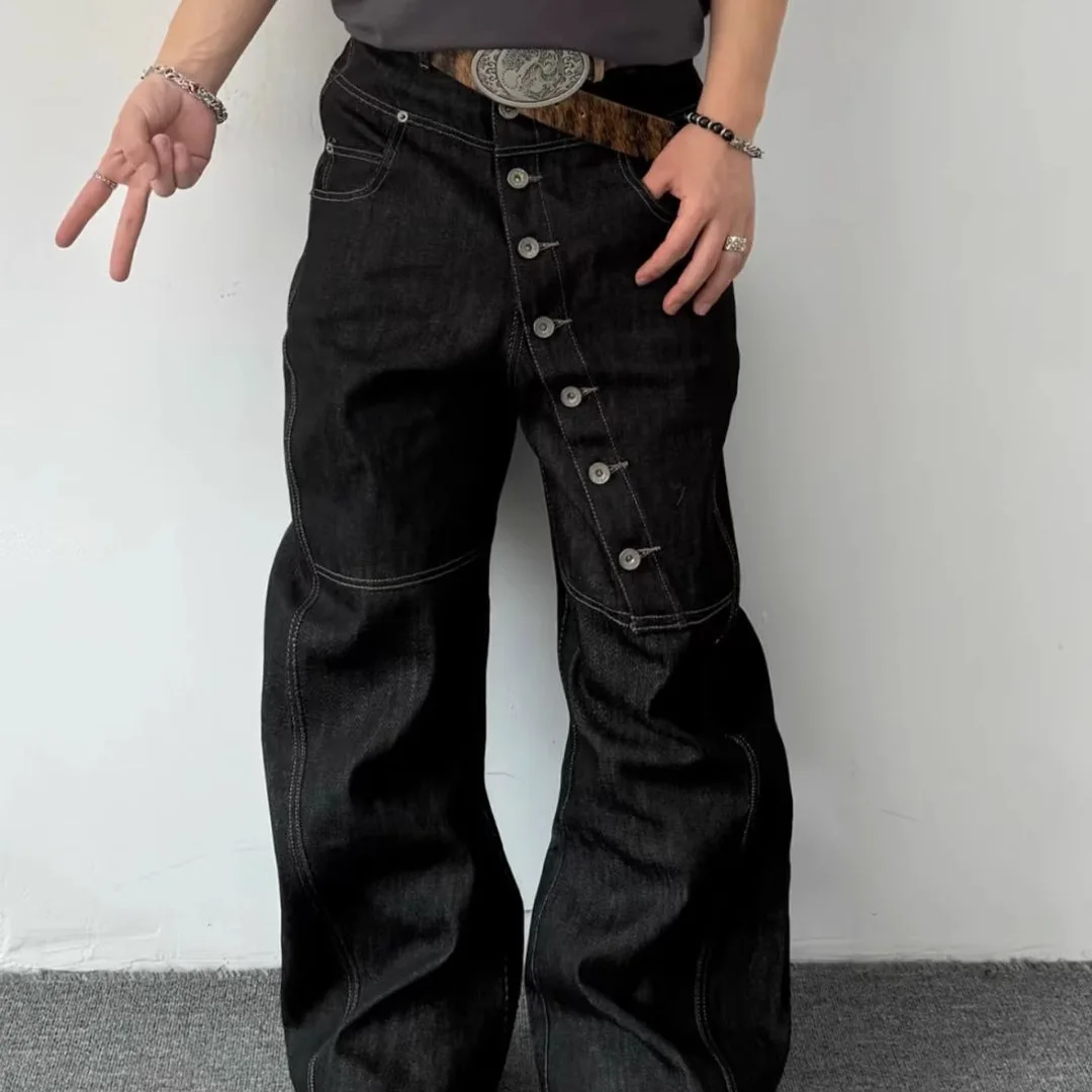 2026 New Retro Long Buttoned Denim Pants Unisex Loose Baggy Wide Leg Floor Length Casual Trousers
2026 New Retro Long Buttoned Denim Pants Unisex Loose Baggy Wide Leg Floor Length Casual Trousers