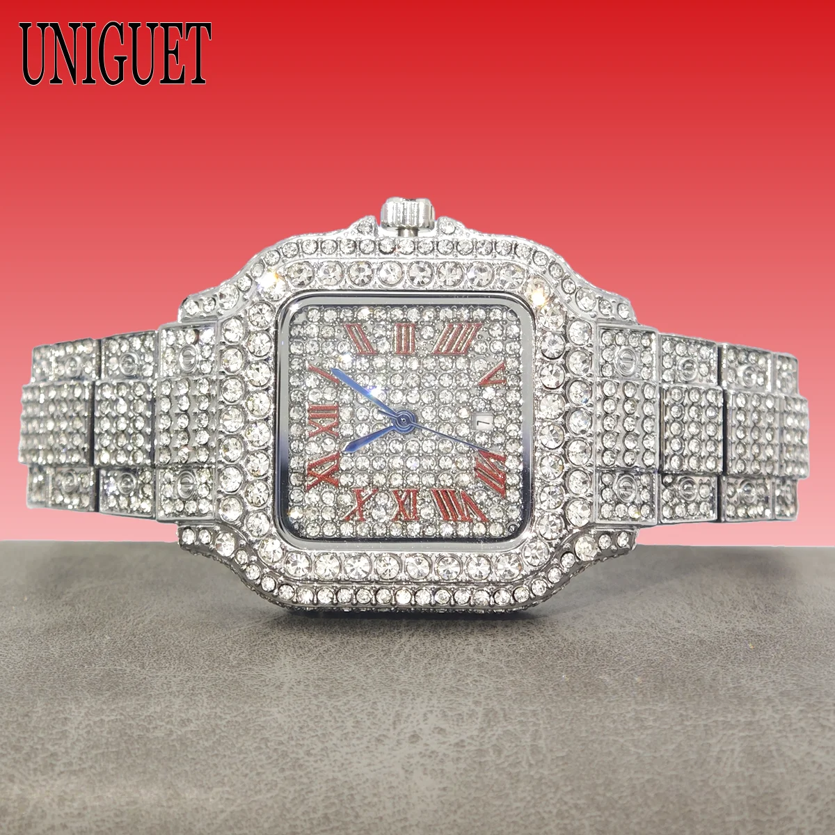 New UNIGUET Fashion Womens Full Diamond Watches Hip Hop Iced out Bling Red Dial Square Quartz Wristwatch Jewelry for Ladies 2026
New UNIGUET Fashion Womens Full Diamond Watches Hip Hop Iced out Bling Red Dial Square Quartz Wristwatch Jewelry for Ladies 2026