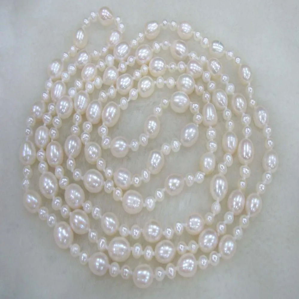 Hand knotted necklace natural 5-10mm white freshwater pearl sweater chain pearl 50inch for women fashion jewelry
Hand knotted necklace natural 5-10mm white freshwater pearl sweater chain pearl 50inch for women fashion jewelry
