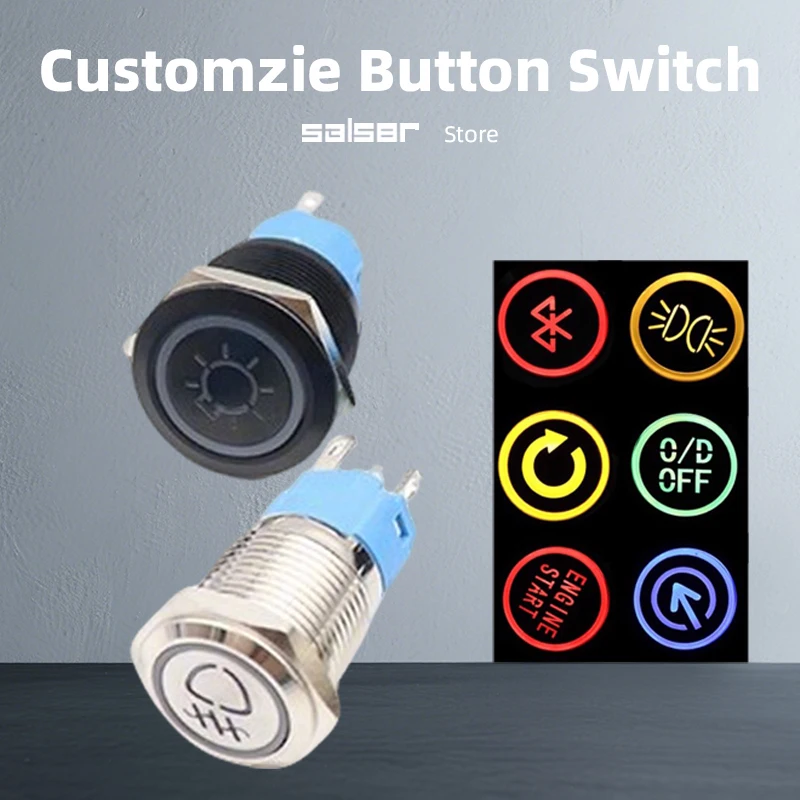 16/19/22mm Custom Metal Push Button Switch Flat Head With LED Light Fix Reset Power Supply Luminous Character Start Stop
16/19/22mm Custom Metal Push Button Switch Flat Head With LED Light Fix Reset Power Supply Luminous Character Start Stop