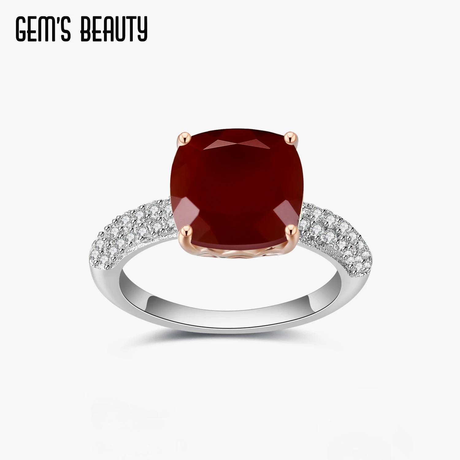 GEM'S BEAUTY 925 Sterling Silver Gemstone Candy Rings 10*10mm Cushion Natural Red Agate Statement Ring For Women Fine Jewelry
GEM'S BEAUTY 925 Sterling Silver Gemstone Candy Rings 10*10mm Cushion Natural Red Agate Statement Ring For Women Fine Jewelry