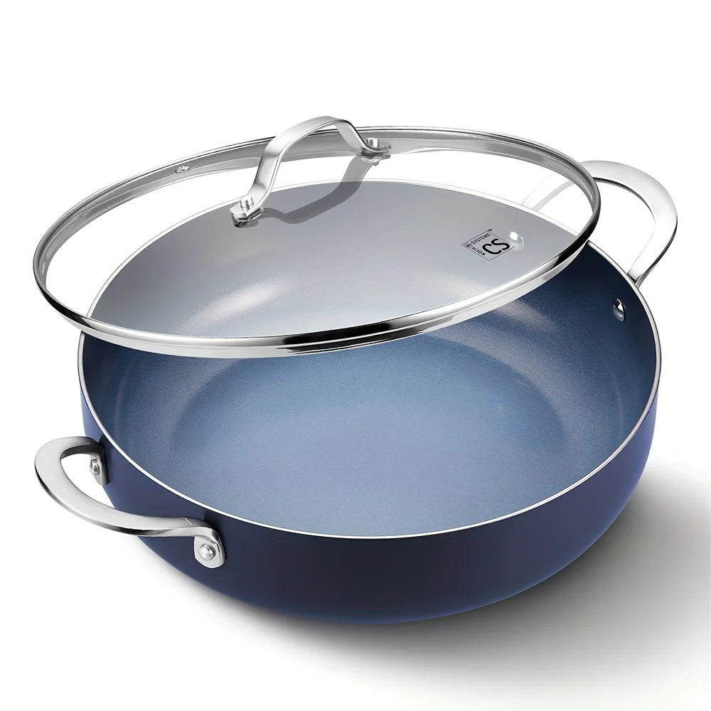 12 Inch Frying Pan, Deep Frying Pan for Kitchen Cooking, Toxin-Free Ceramic Nonstick Frying Pan with Lid, 12" Large Scratch- Deep Frying Pan, Oven Safe, Induction Compatible
12 Inch Frying Pan, Deep Frying Pan for Kitchen Cooking, Toxin-Free Ceramic Nonstick Frying Pan with Lid, 12" Large Scratch- Deep Frying Pan, Oven Safe, Induction Compatible