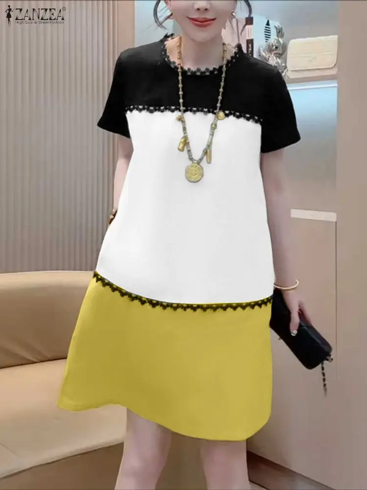 ZANZEA Women Mini Dress Short Sleeve Color Patchwork Sundress Summer Robe 2025 Casual Loose Pockects O-Neck Vestidos
ZANZEA Women Mini Dress Short Sleeve Color Patchwork Sundress Summer Robe 2025 Casual Loose Pockects O-Neck Vestidos