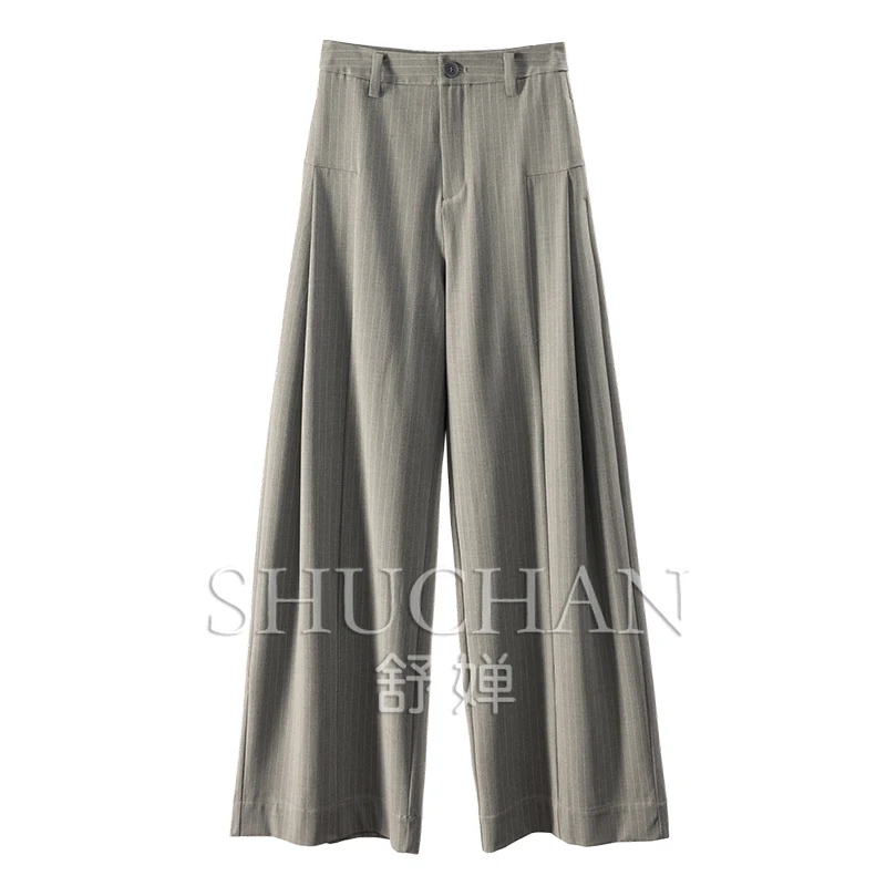 High-level Commuting Vertical High-waisted Striped Straight Wide-leg Pants Women Pantalon Pour Femme Pants Women
High-level Commuting Vertical High-waisted Striped Straight Wide-leg Pants Women Pantalon Pour Femme Pants Women