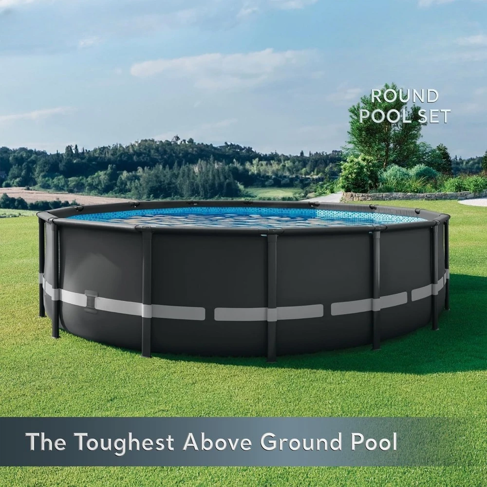Frame 14' x 42" Round Above Ground Outdoor Swimming Pool Set with Sand Filter Pump, Ladder, Ground Cloth, and Pool Cover
Frame 14' x 42" Round Above Ground Outdoor Swimming Pool Set with Sand Filter Pump, Ladder, Ground Cloth, and Pool Cover