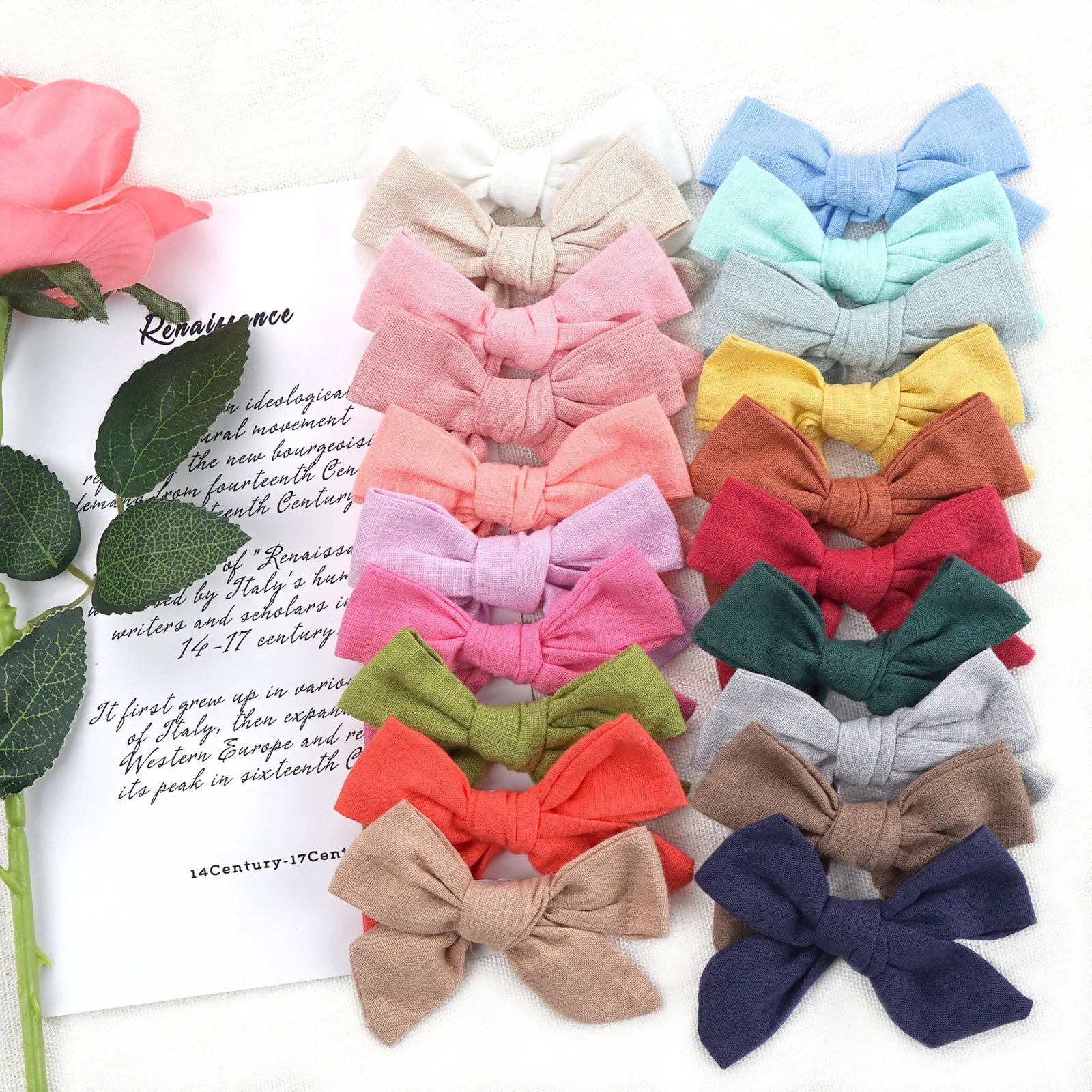 100 pcs/Lot, 3.7" Slub Cotton Fabric Bow Hair Clips For Schoolgirl Handtied Bow Hairpins For Children Girls Hair Accessories
100 pcs/Lot, 3.7" Slub Cotton Fabric Bow Hair Clips For Schoolgirl Handtied Bow Hairpins For Children Girls Hair Accessories