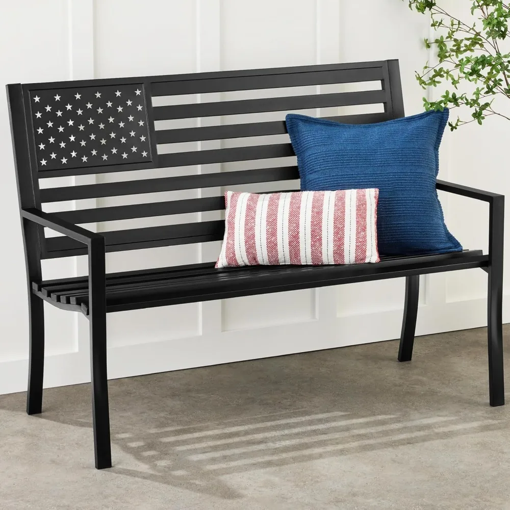Best Choice Products Outdoor Bench 2-Person Steel Indoor/Outdoor Bench for Garden, Patio, Porch, Entryway w/American Flag, 790lb 
Best Choice Products Outdoor Bench 2-Person Steel Indoor/Outdoor Bench for Garden, Patio, Porch, Entryway w/American Flag, 790lb