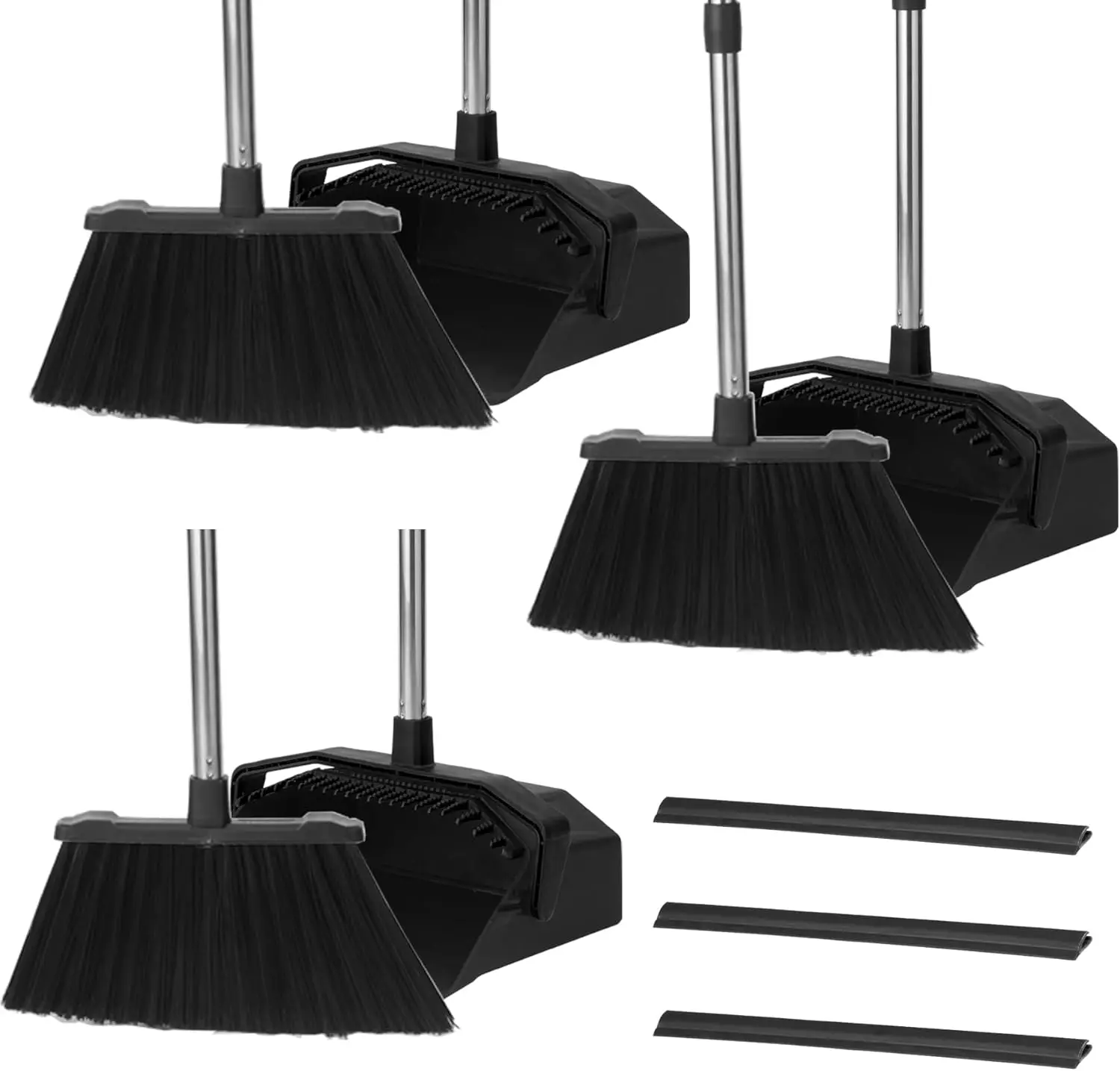 3-Pack Commercial Broom and Dustpan Set with Long Handle for Kitchen, Warehouse, Garage - Black
3-Pack Commercial Broom and Dustpan Set with Long Handle for Kitchen, Warehouse, Garage - Black