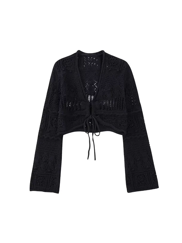 Women New Fashion Cropped V Neck mesh Knitted Cardigan Coat Vintage Long Sleeve Lace up Female Outerwear Chic Tops 5802/135
Women New Fashion Cropped V Neck mesh Knitted Cardigan Coat Vintage Long Sleeve Lace up Female Outerwear Chic Tops 5802/135