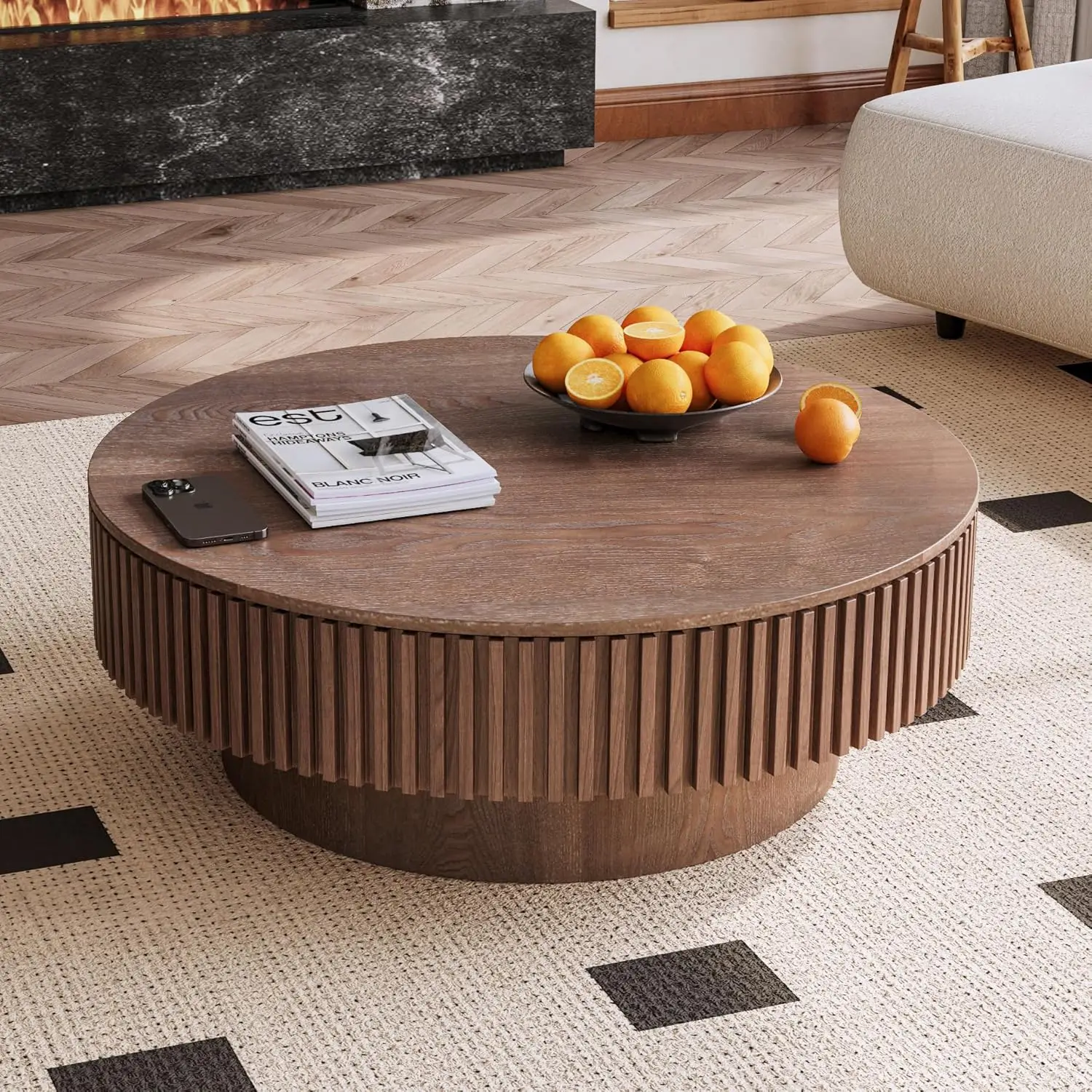 Modern Wooden Coffee Table Round Black with Solid Wood Veneered, Circle Center Table Accent Tea Table for Living Room Apartment
Modern Wooden Coffee Table Round Black with Solid Wood Veneered, Circle Center Table Accent Tea Table for Living Room Apartment