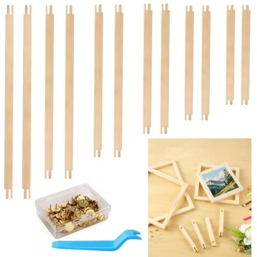 12 Pcs Needlepoint Stretcher Bars for Needlework with 40 Tacks, Tacks Remover, Storage Box - 6 Sizes Wood Mortise and Tenon Fra
12 Pcs Needlepoint Stretcher Bars for Needlework with 40 Tacks, Tacks Remover, Storage Box - 6 Sizes Wood Mortise and Tenon Fra