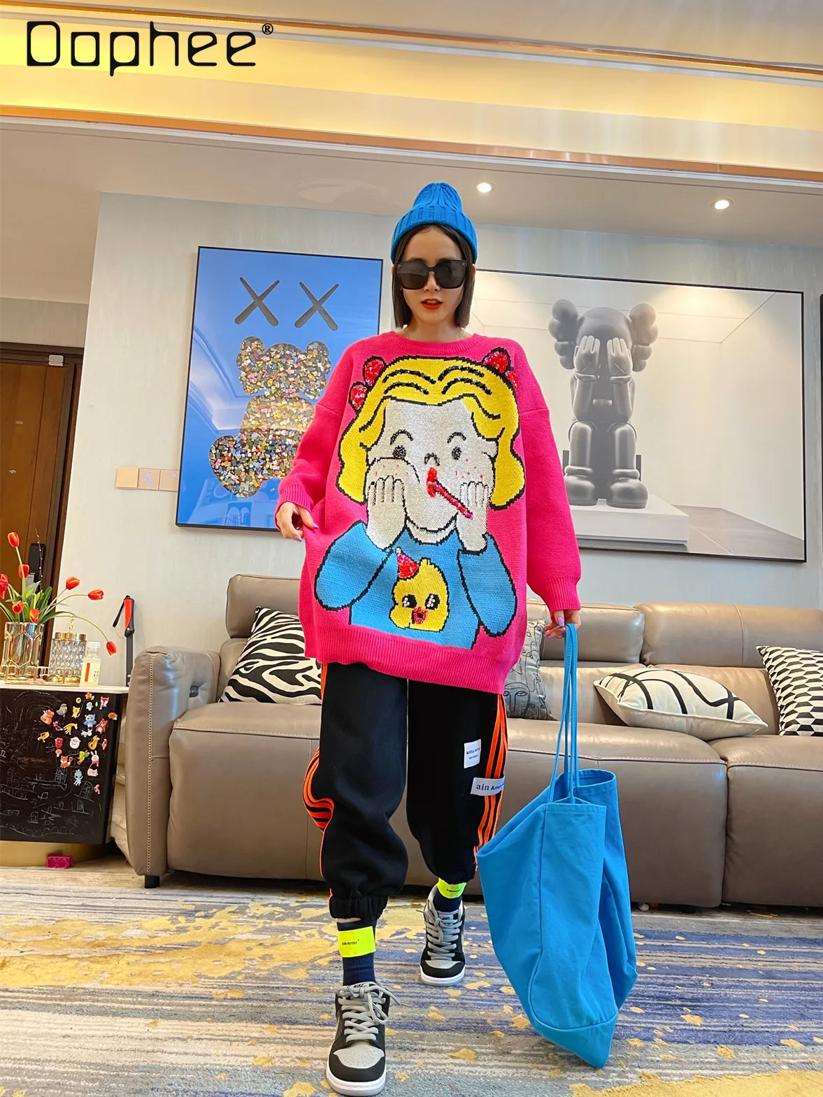 Winter Cartoon Mid-Length Thickened Warm Sweater for Women European Style Heavy Craft Rhinestone Loose Knitted Top
Winter Cartoon Mid-Length Thickened Warm Sweater for Women European Style Heavy Craft Rhinestone Loose Knitted Top