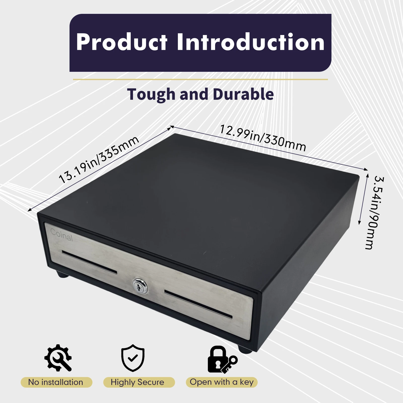 Coinal Cash Register Drawer,black,13'',4 Compartments For Paper Currency Storage,5 Coin Storage Compartments,33.5x33x9cm,3.88kg
Coinal Cash Register Drawer,black,13'',4 Compartments For Paper Currency Storage,5 Coin Storage Compartments,33.5x33x9cm,3.88kg