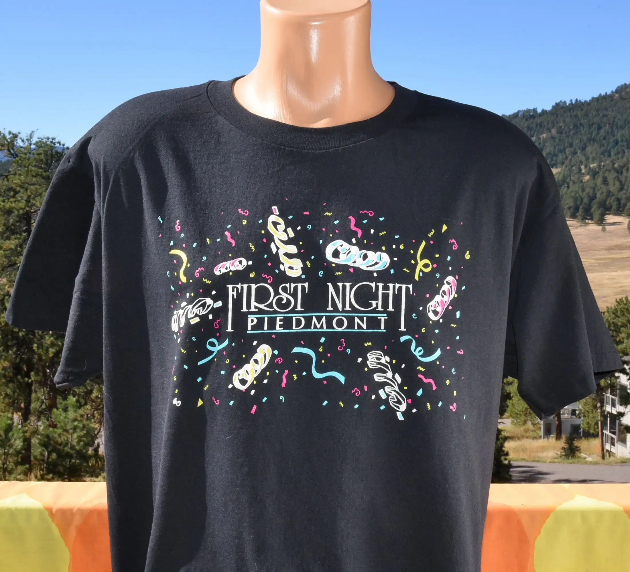 vintage 90s tee shirt first night PIEDMONT party t XL Large nye 
vintage 90s tee shirt first night PIEDMONT party t XL Large nye