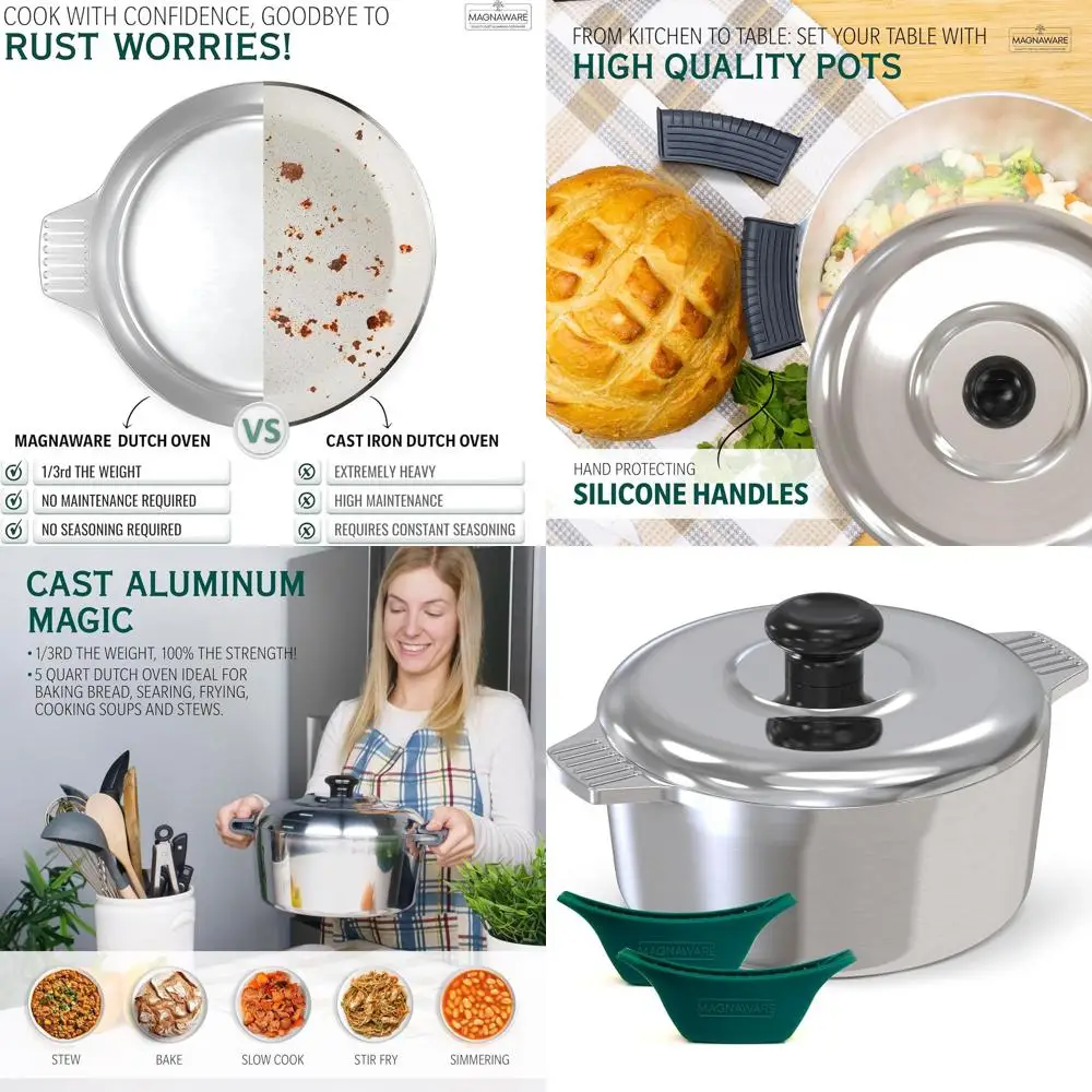 Легкая алюминиевая голландская духовка на 3 литра с силиконовой крышкой для ровного распределения тепла, идеально подходит для выпечки хлеба, раковины и многого другого
Легкая алюминиевая голландская духовка на 3 литра с силиконовой крышкой для ровного распределения тепла, идеально подходит для выпечки хлеба, раковины и многого другого