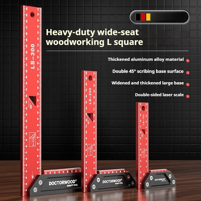 High Precision Thickened Aluminum Right Angle Ruler 90 Degree Woodworking Measuring Tool
High Precision Thickened Aluminum Right Angle Ruler 90 Degree Woodworking Measuring Tool