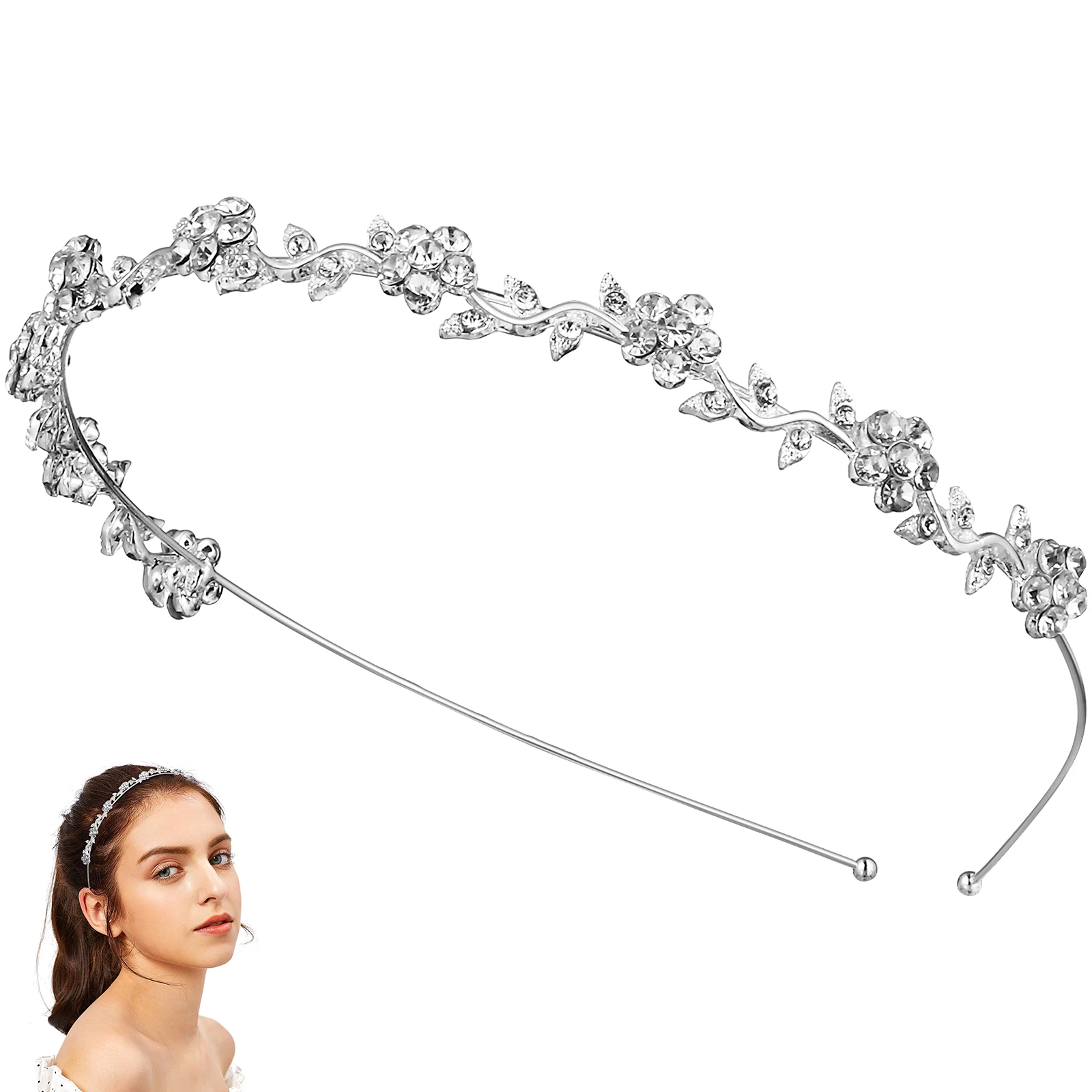 Petal Crown Tiara Rhinestone Alloy Wedding Flower Headpiece Shaped Bride Headband Silver Elegant Ladies Accessories
Petal Crown Tiara Rhinestone Alloy Wedding Flower Headpiece Shaped Bride Headband Silver Elegant Ladies Accessories