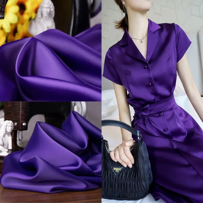 Thick Purple Acetate Satin Fabric with High Gloss and Drape Silky and Breathable Dress Shirt Pants Suspender Skirt Fabric
Thick Purple Acetate Satin Fabric with High Gloss and Drape Silky and Breathable Dress Shirt Pants Suspender Skirt Fabric