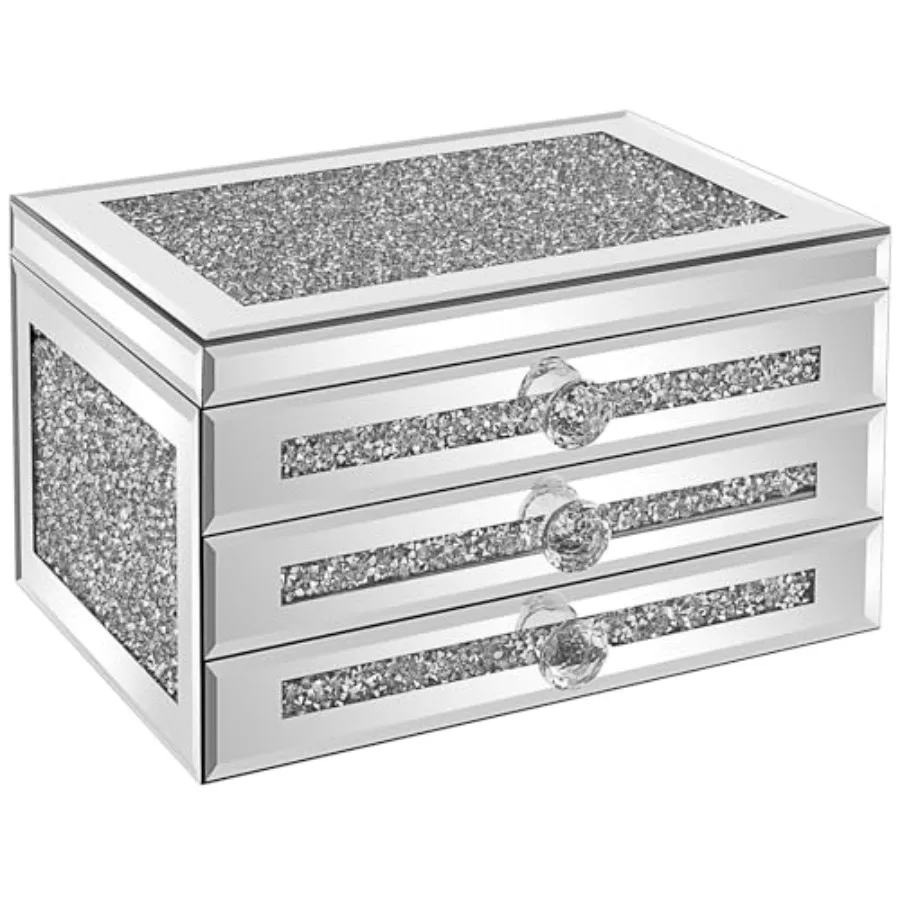 Jewelry Boxes for Women Modern Glass Jewelry Box Organizer 3-Layer 2 DrawersLots of Storage Space Best Birthday Gifts for Women
Jewelry Boxes for Women Modern Glass Jewelry Box Organizer 3-Layer 2 DrawersLots of Storage Space Best Birthday Gifts for Women