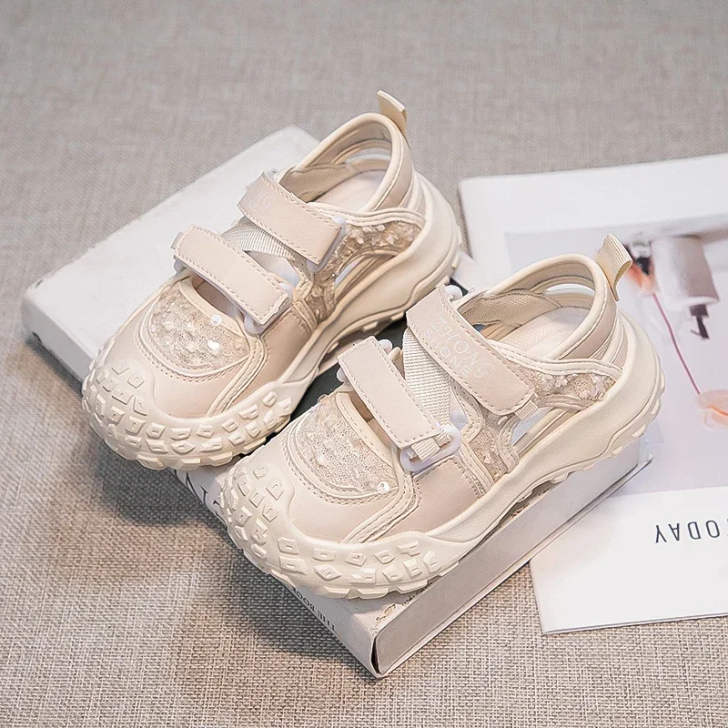 Girls Casual Sports Shoes with Shining Sequins 2024 New Children's Fashion Sports Sandals Girls' Princess Summer Running Shoes
Girls Casual Sports Shoes with Shining Sequins 2024 New Children's Fashion Sports Sandals Girls' Princess Summer Running Shoes