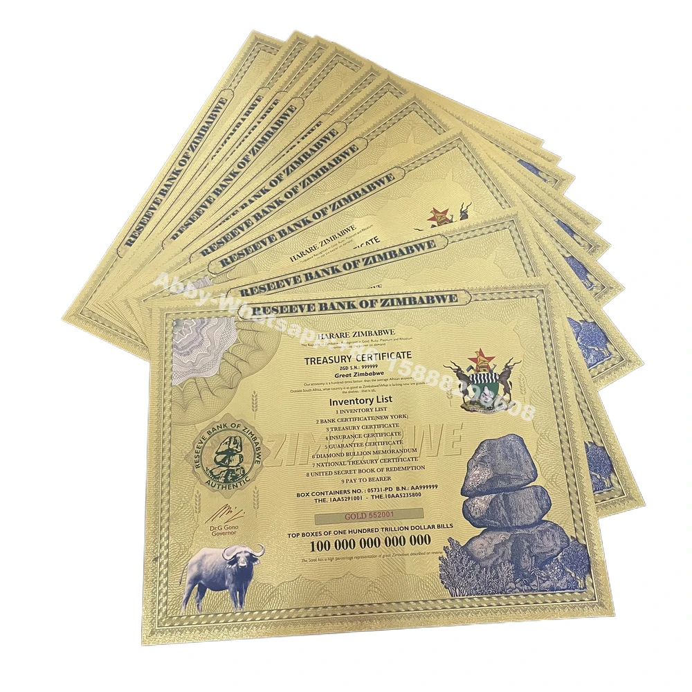 10 pieces Great Zimbabwe Certificate Banknotes 100000000000000 dollar bills souvenir Money with Fluorescent Effect Collect Gift
10 pieces Great Zimbabwe Certificate Banknotes 100000000000000 dollar bills souvenir Money with Fluorescent Effect Collect Gift