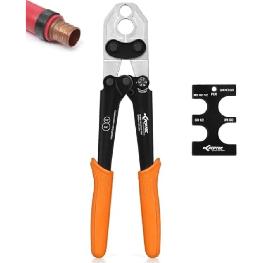 PEX Crimping Tool Forged Steel Heavy-Duty Crimper for Copper Crimp Rings 1/2 Inch and 3/4 Inch Includes Go/No-Go Gauge ASTM F18
PEX Crimping Tool Forged Steel Heavy-Duty Crimper for Copper Crimp Rings 1/2 Inch and 3/4 Inch Includes Go/No-Go Gauge ASTM F18