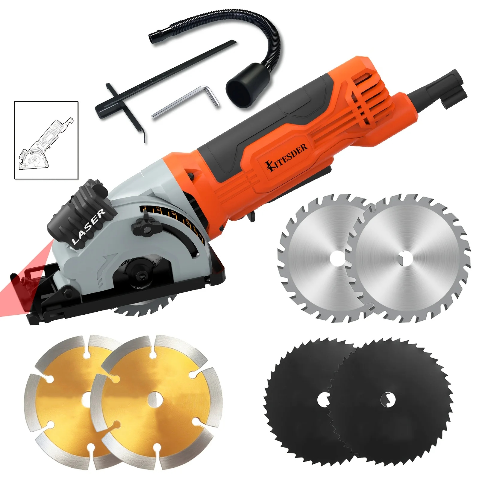 Circular Saw, 4.8A Electric Circular Saw Corded with Laser Guide, 7000RPM, Saw Blades Max Cutting Depth 1-1/16", Compact Hand Saw for Wood, Soft Metal, Tile, Plastic Cuts
Circular Saw, 4.8A Electric Circular Saw Corded with Laser Guide, 7000RPM, Saw Blades Max Cutting Depth 1-1/16", Compact Hand Saw for Wood, Soft Metal, Tile, Plastic Cuts