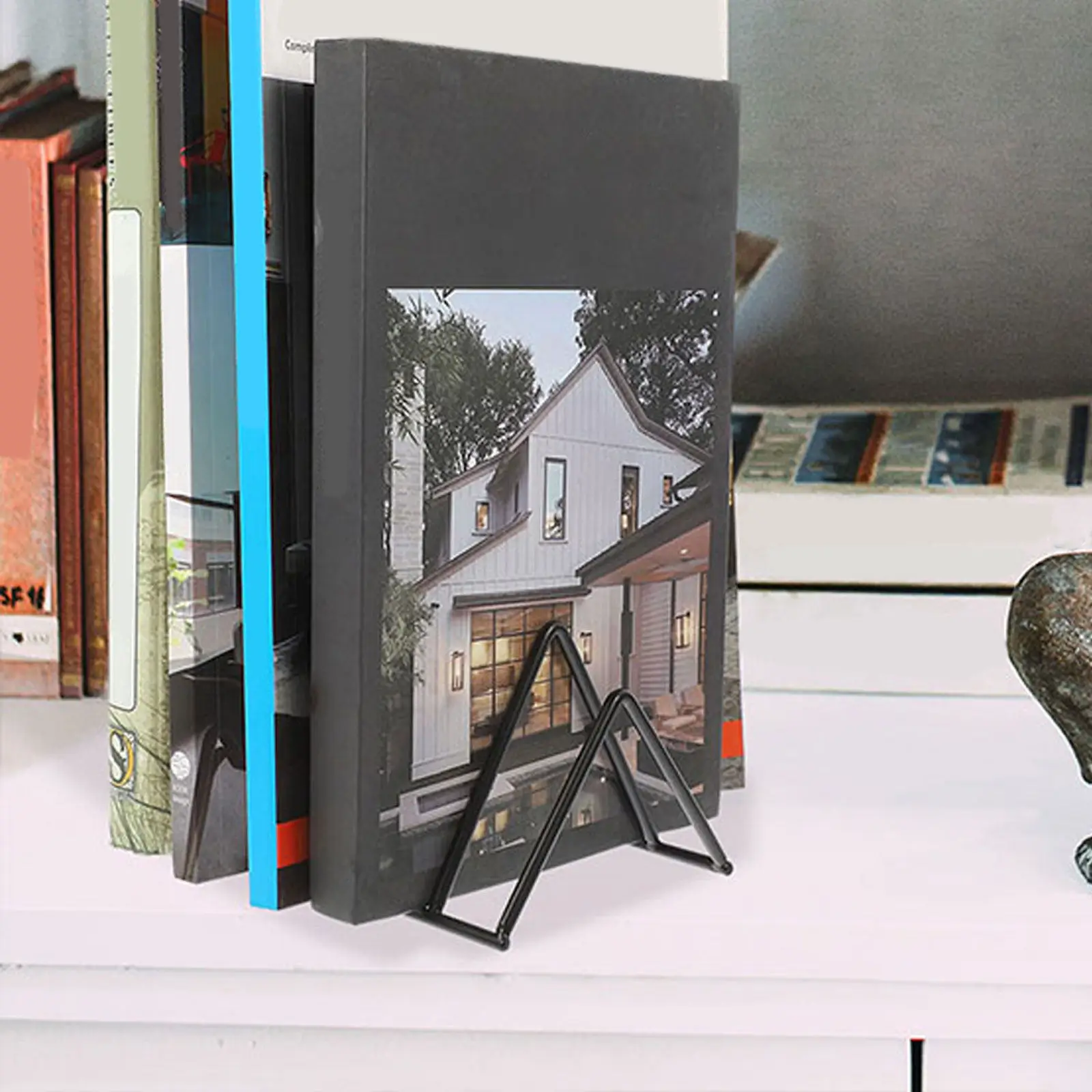 2Pcs File Organizer Desktop Book Rack Iron Art Bookends Multi-Functional Office Table Book Holder Magazine Holder Desktop File