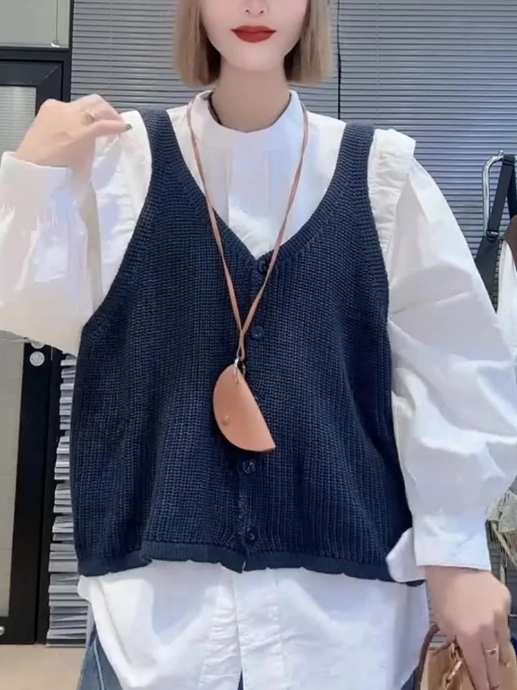 Autumn 2025 New Sle V-Ne Color Button Knitted Cardigan Women's Loose Sweater Vest Outerwear Trendy
Autumn 2025 New Sle V-Ne Color Button Knitted Cardigan Women's Loose Sweater Vest Outerwear Trendy